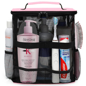 EaseGave dorm room mesh shower caddy, front view for spacious organization