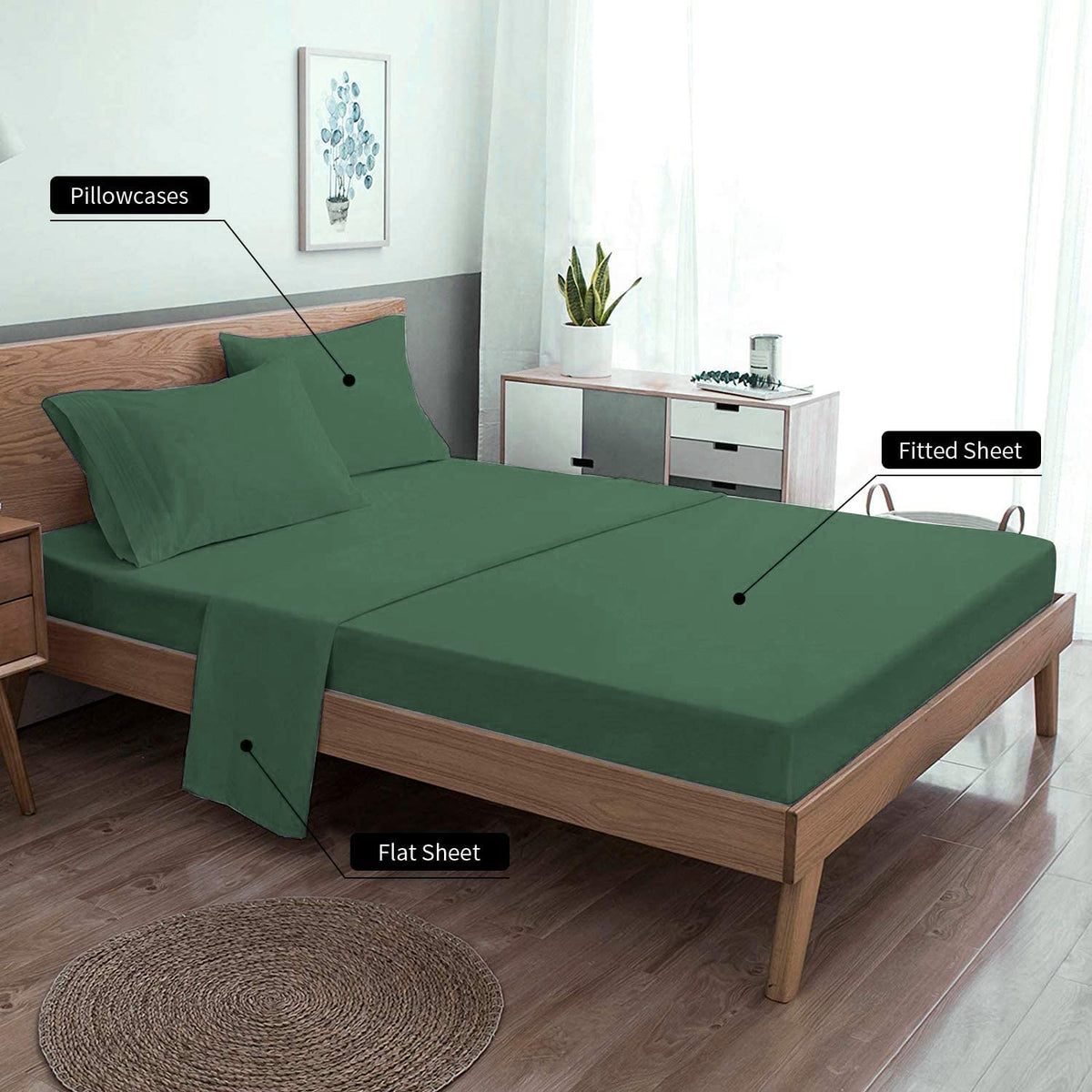 EaseHome hypoallergenic, stain- and fade-resistant bedding for all-year comfort.