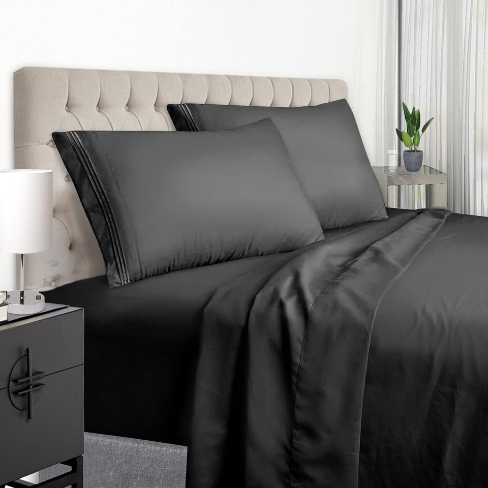 EaseHome luxury king sheet set black premium softness and crisp look