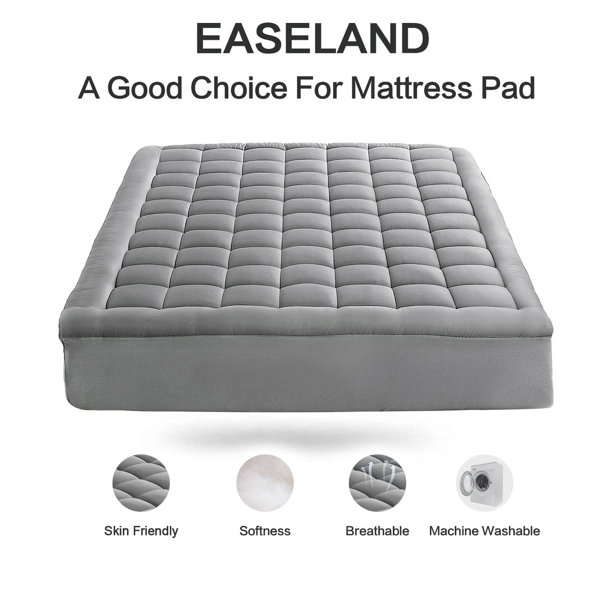 EASELAND deep-pocket 21inch stretch fit demonstrates a secure, neat bed all night