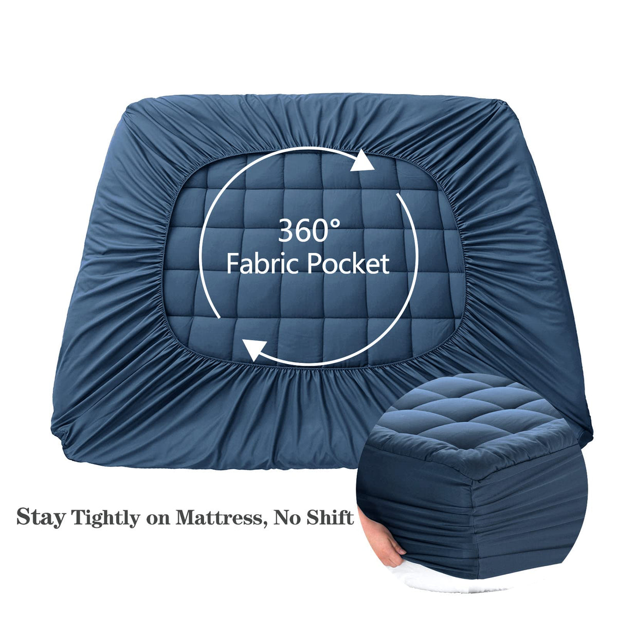 EASELAND fitted-sheet style with elastic edges keeps the pad neat all night.