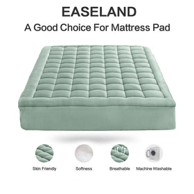 EASELAND queen mattress pad with deep-pocket 21-inch design stays in place.