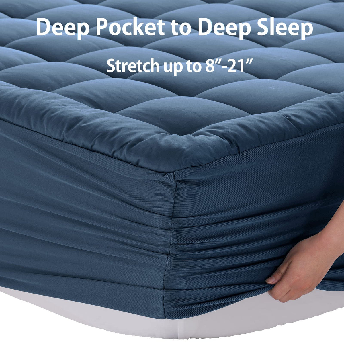 EASELAND mattress pad surrounds the mattress, helping keep it clean and easy to remove for cleaning.
