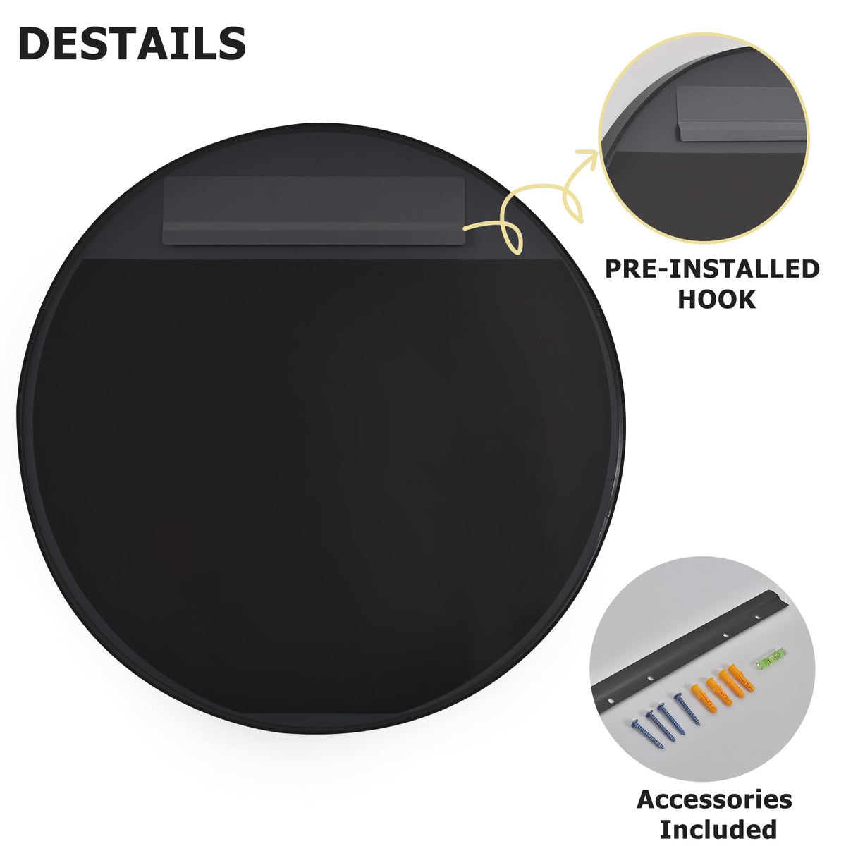 Easly round mirror mounted over a console, enhancing entryway lighting.