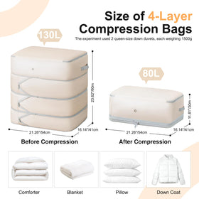 Easortm 130L compression bag—washable nylon protects bedding from dust and moisture.
