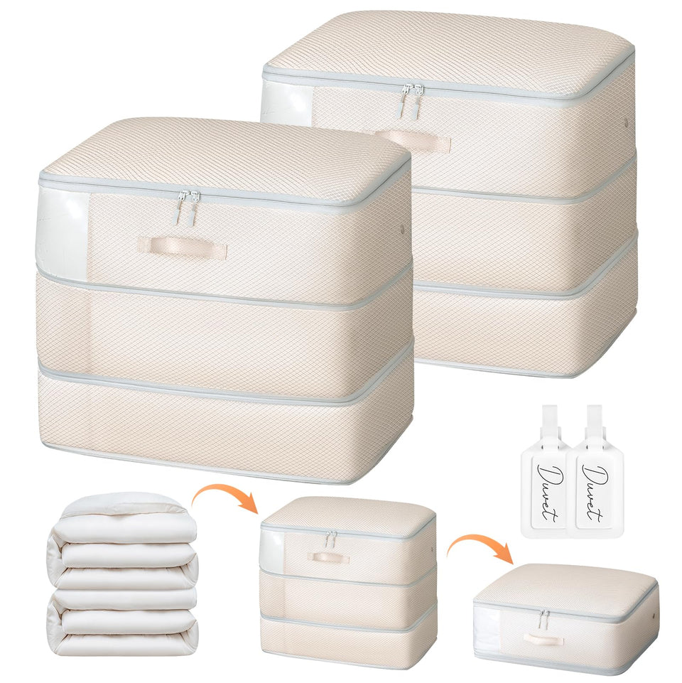 Easortm comforter storage bag with a 3-layer design maximizes closet space.