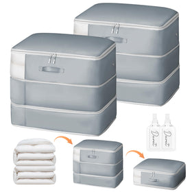Easortm Comforter Storage Bag with 3-layer compression saves space for bulky blankets.