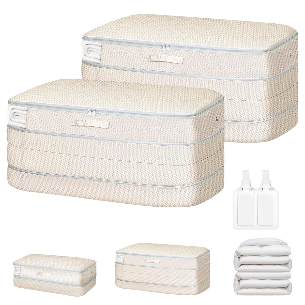 Easortm Comforter Storage Bag front view, sturdy and spacious for long-term bedding storage.