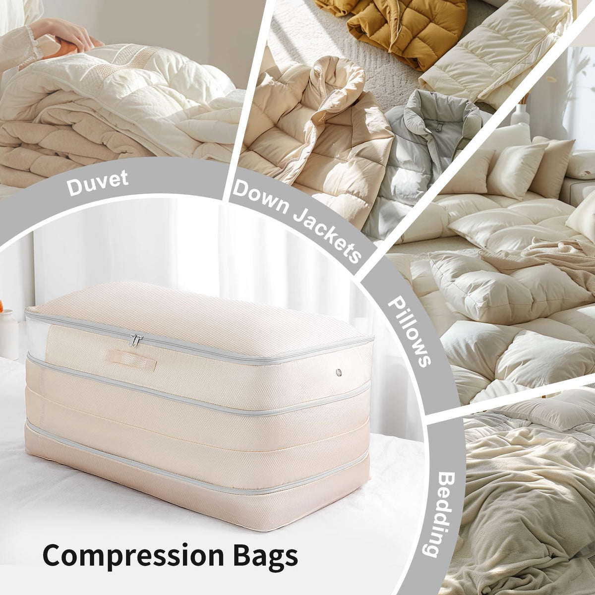 Easortm Comforter Storage Bag removable label card helps organize items.