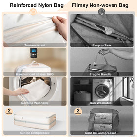Easortm Comforter Storage Bag vent and zip compression for compact storage.