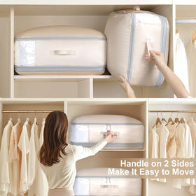 Easortm large-capacity bag holds up to five queen blankets when uncompressed.