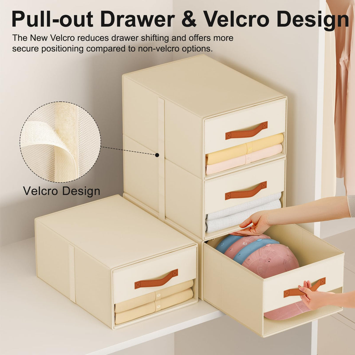Easortm clear-view drawers allow contents to be seen at a glance for quick selection.