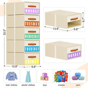 Easortm stackable drawers showing side Velcro to prevent shifting during use.