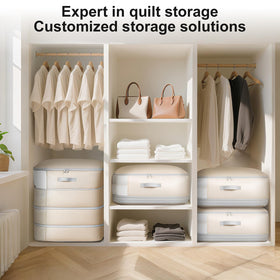 Easortm under-bed storage bag keeps seasonal items organized.