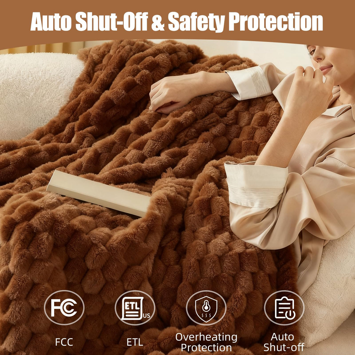 Eastsora heated blanket throw 1–12 hour timer for safe use