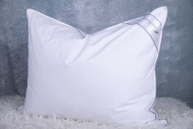 Eastwarmth goose down pillow 20x26 close-up showing plush fill for neck support.
