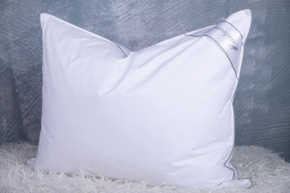 Eastwarmth goose down pillow 20x26 close-up showing plush fill for neck support.