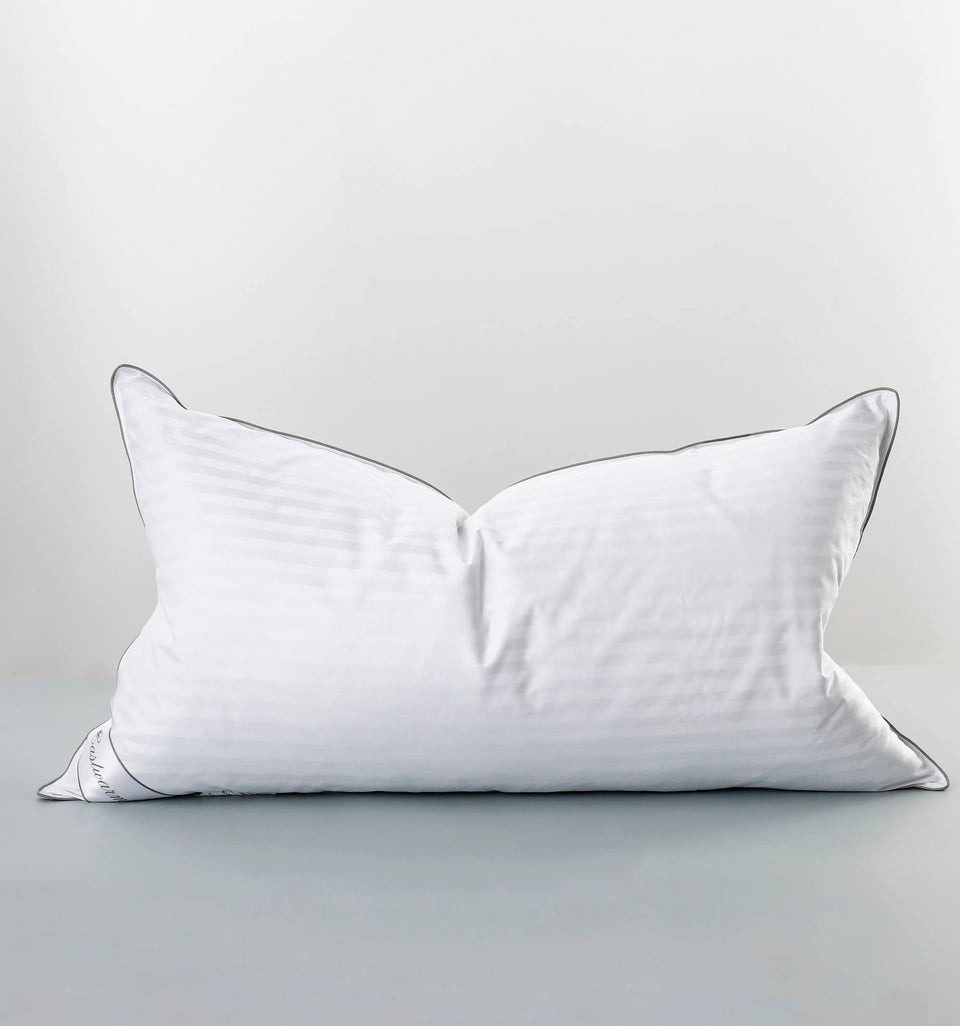 Eastwarmth goose feather pillow cover, stripe white, breathable fabric.