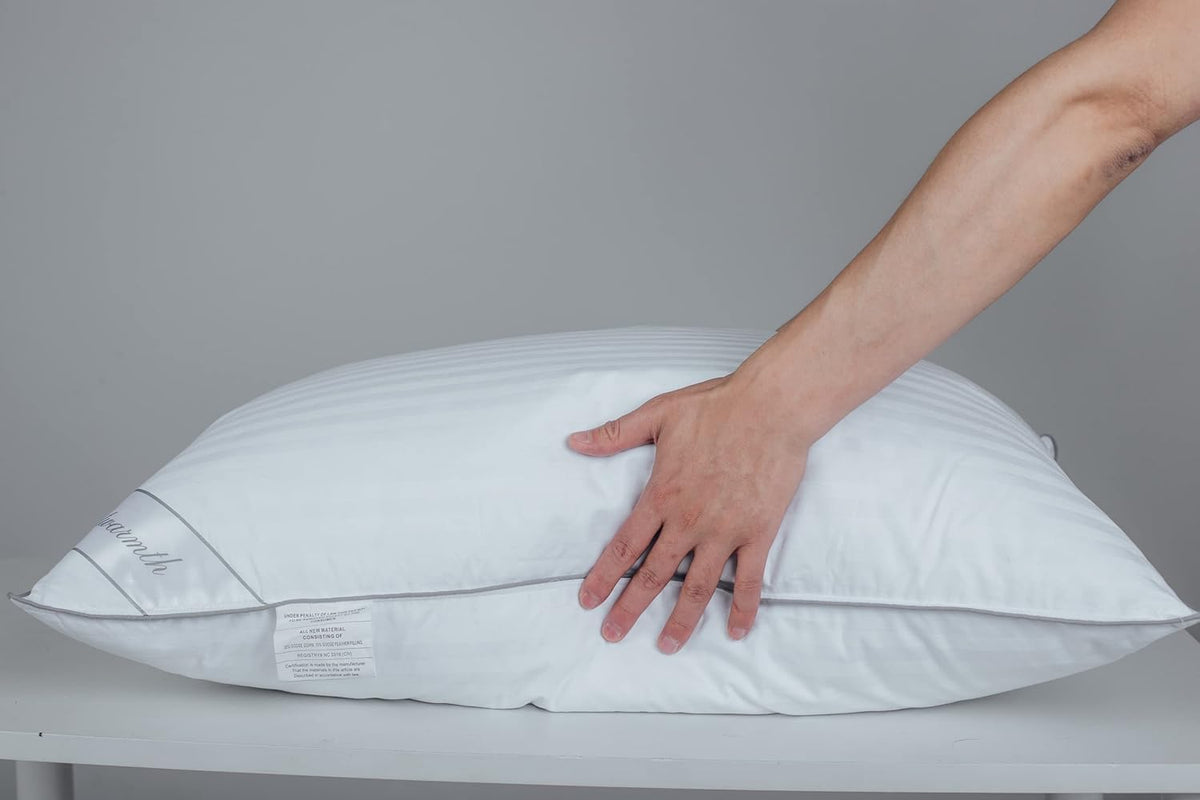 Eastwarmth standard goose down pillow with stripe cover for gentle support.
