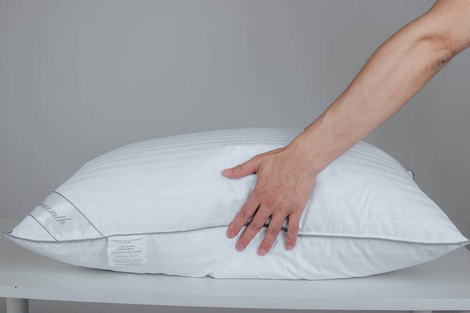 Eastwarmth standard goose down pillow with stripe cover for gentle support.