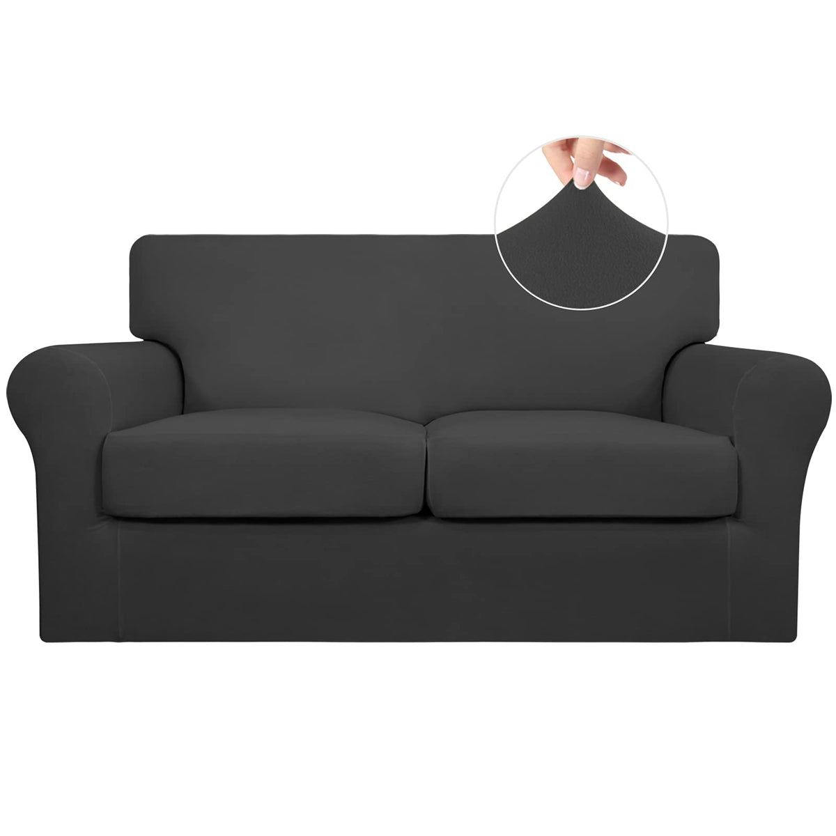 Easy-Going 3-piece stretch sofa cover on base cushion protects and refreshes your couch
