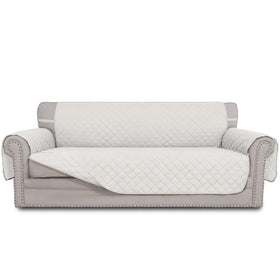 Easy-Going 4 Seater slipcover shields ivory sofa from spills for a fresh look.