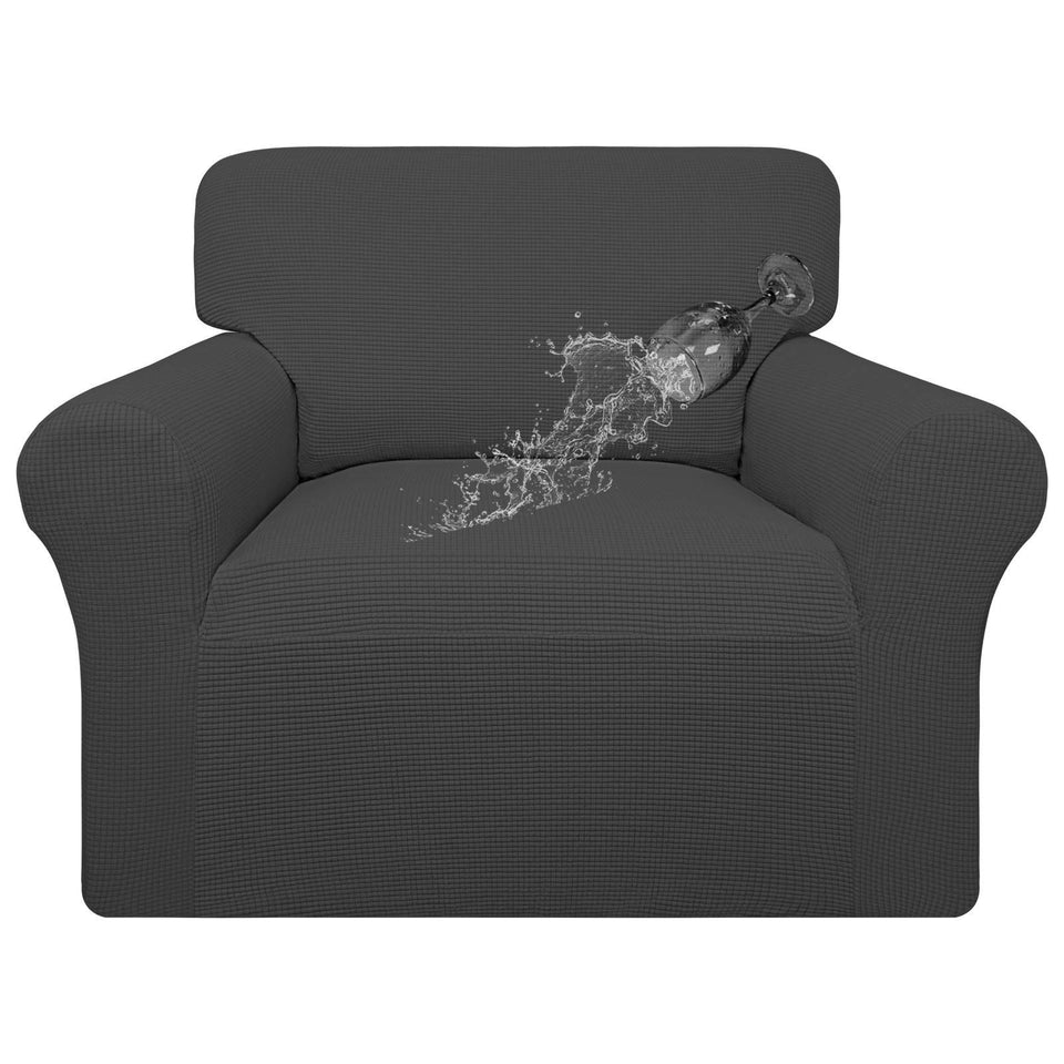 Easy-Going chair cover front view showing snug, spill-protective fit.