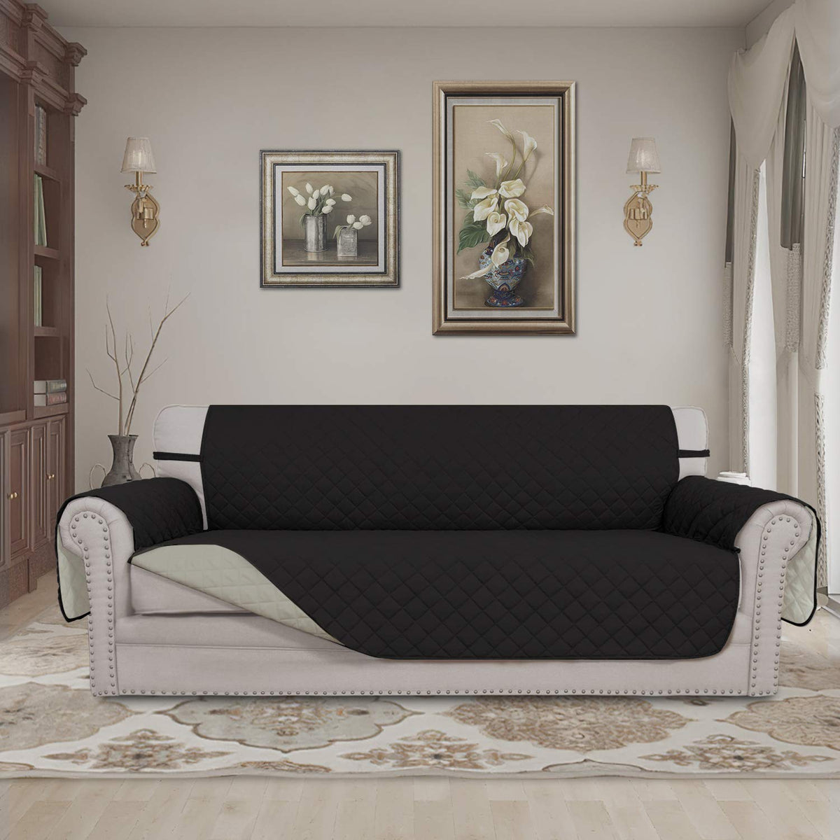 Easy-Going couch cover designed for 66-inch seats on a three-cushion sofa