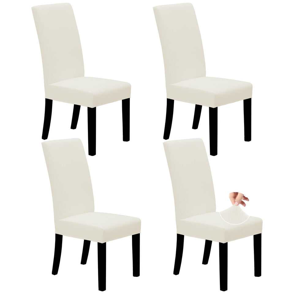 Easy-Going ivory dining chair covers set of four with a stretch fit.
