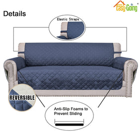 Easy-Going elastic back strap keeps cover in place on sofas.
