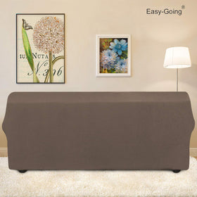 Easy-Going elastic-bottom slipcover securing couch for a snug fit