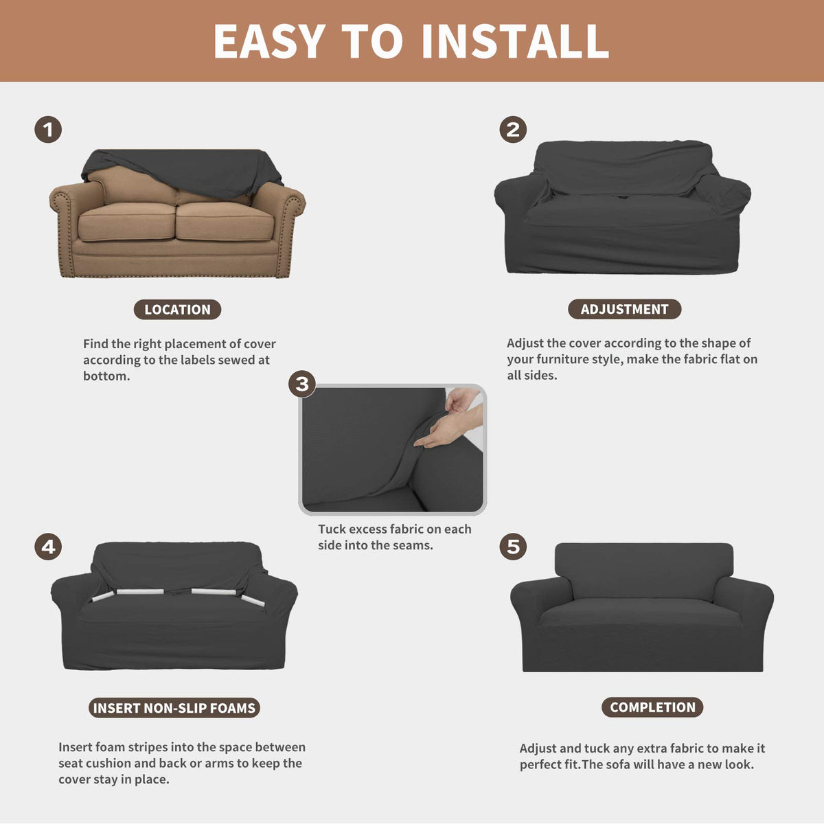 Easy-Going foam strips help the cover stay flat and smooth.