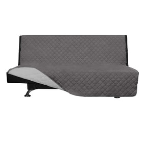 Easy-Going Futon Slipcover gray quilted texture protects furniture from spills.
