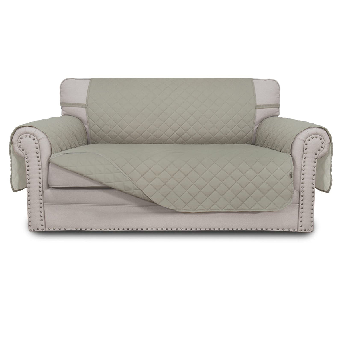 Easy-Going loveseat cover beige for two-seat sofa protects upholstery