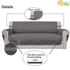Easy-Going loveseat cover close-up of foam pipes for secure placement and reduced shifting.