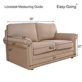 Easy-Going fits loveseats with about 46.5 inch seat width; measure before purchasing.