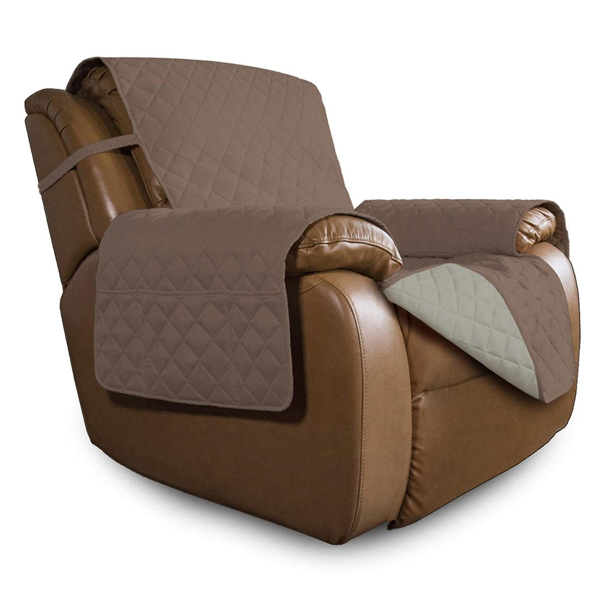 Easy-Going oversized recliner cover shows plush quilted texture for comfort.