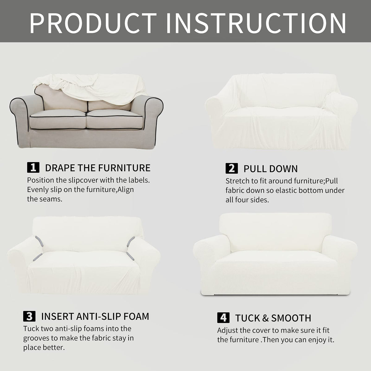 Oversized sofa measurement guide helps ensure a precise fit.