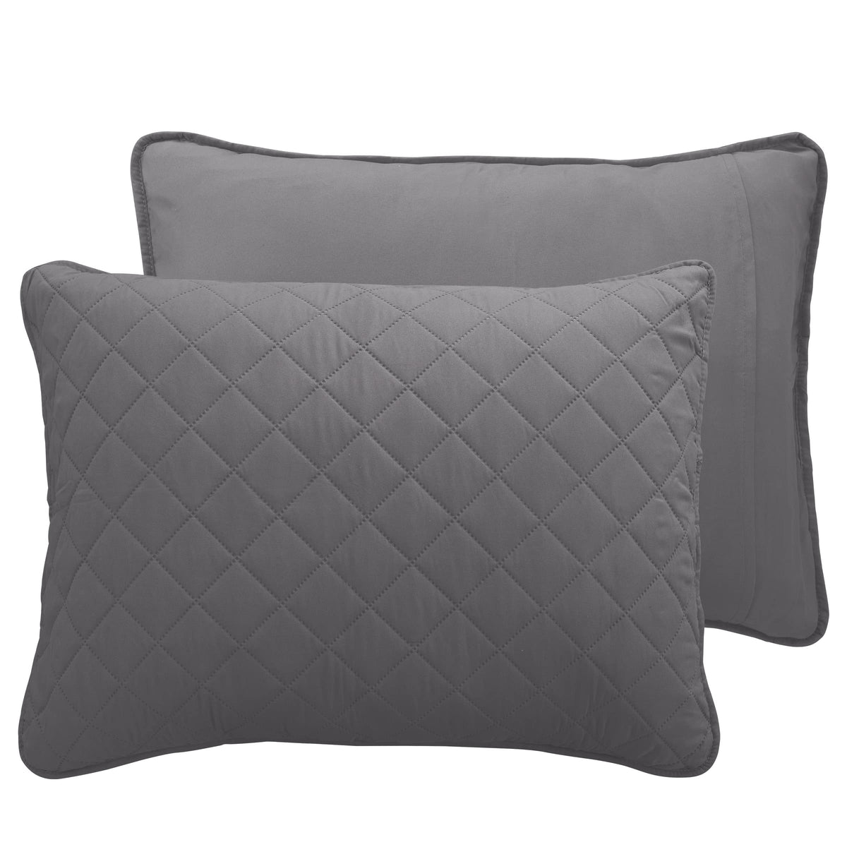 Easy-Going pillow shams close-up show matching bedroom coordinate.