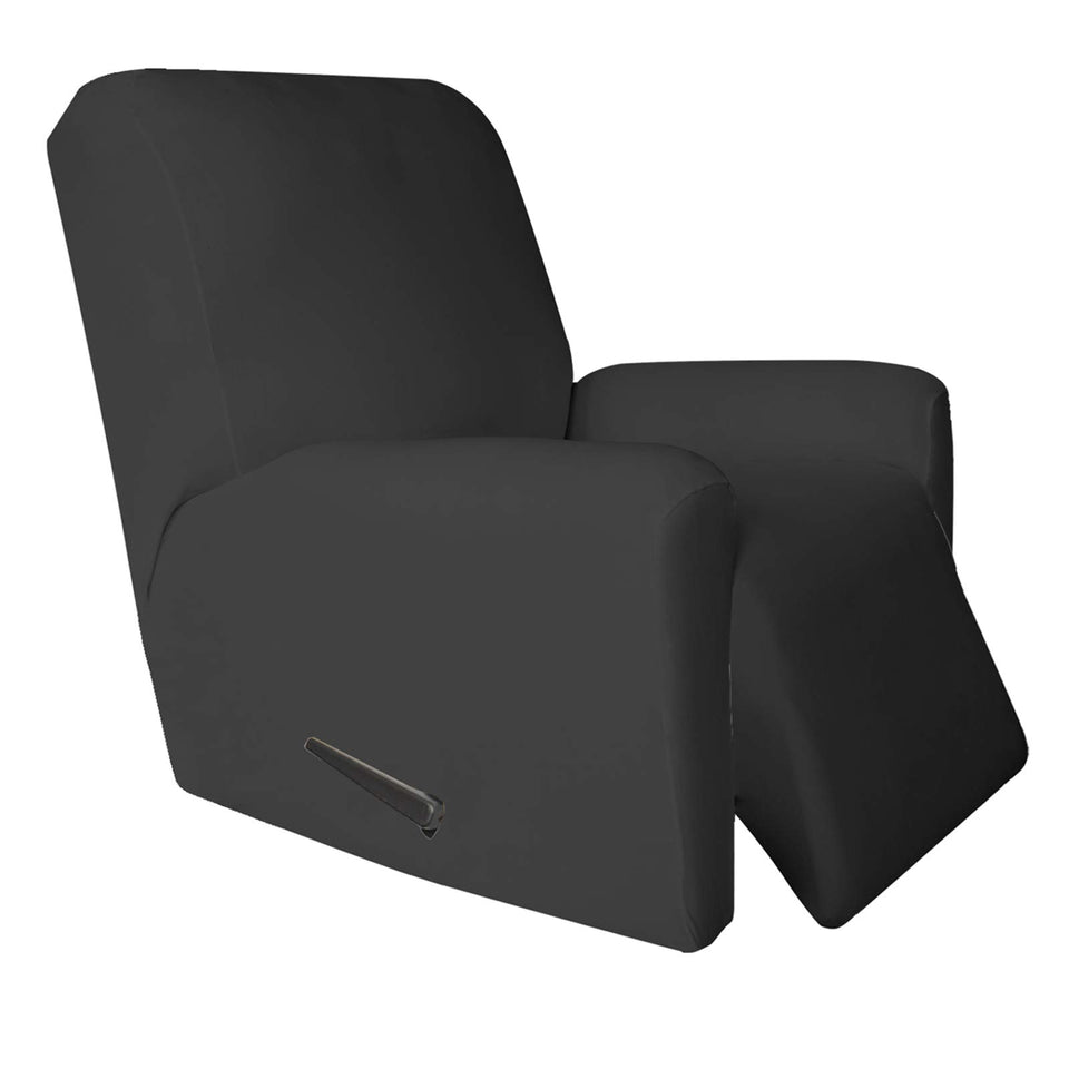 Easy-Going recliner slipcover in dark gray provides durable seat protection.