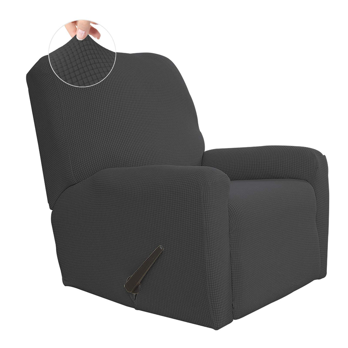 Easy-Going recliner slipcover in front view shows snug armrest protection against daily wear