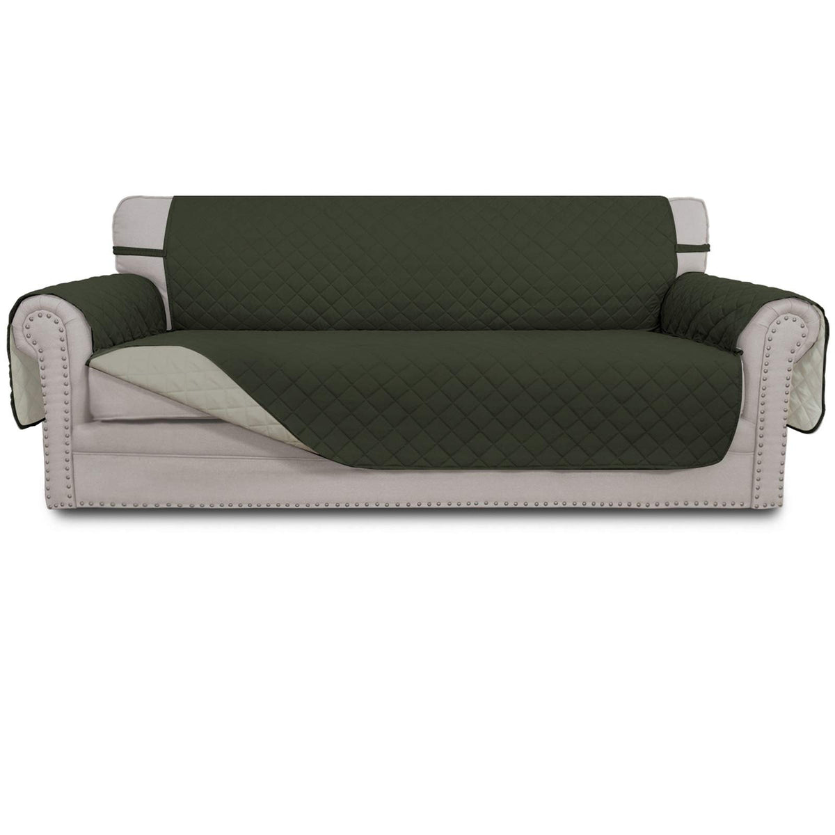 Easy-Going reversible couch cover on a 3-cushion sofa for stylish protection.