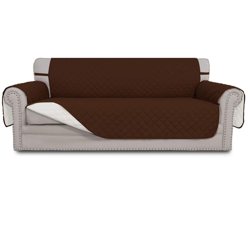 Easy-Going reversible couch cover in coffee texture guards sofa from spills and pet stains.