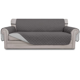 Easy-Going reversible couch cover in gray protects furniture from pets and spills.