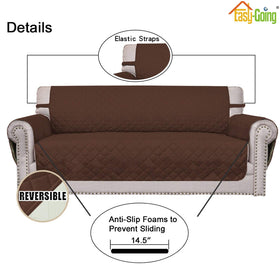 Easy-Going reversible couch cover water resistant fabric helps shield against spills.