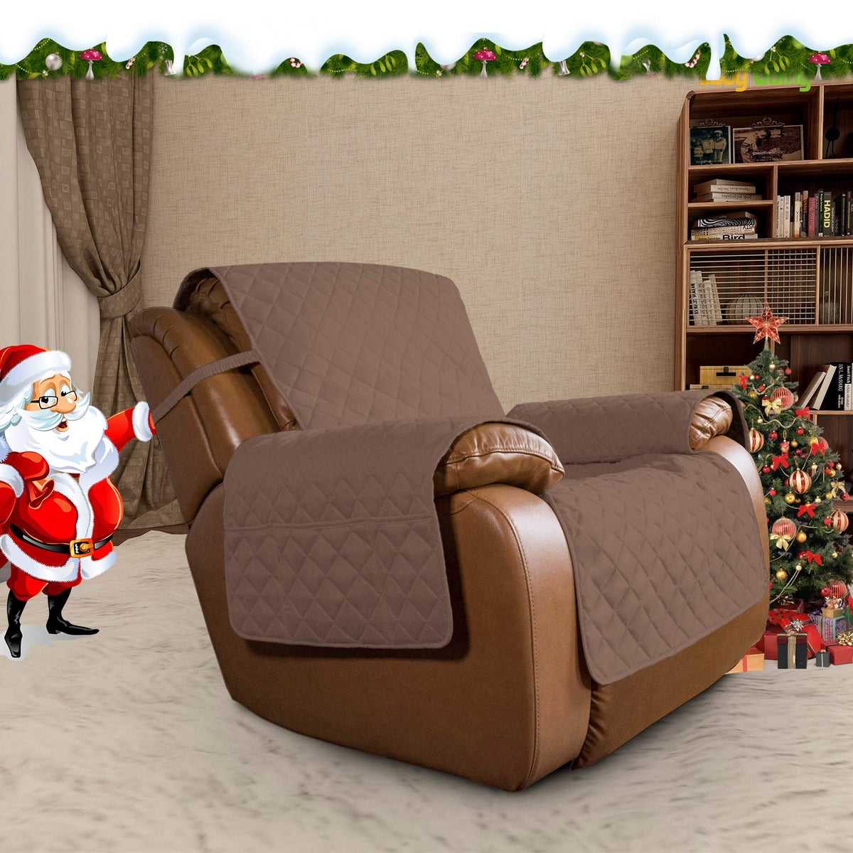 Easy-Going reversible recliner cover in brown and beige offers two-color versatility.