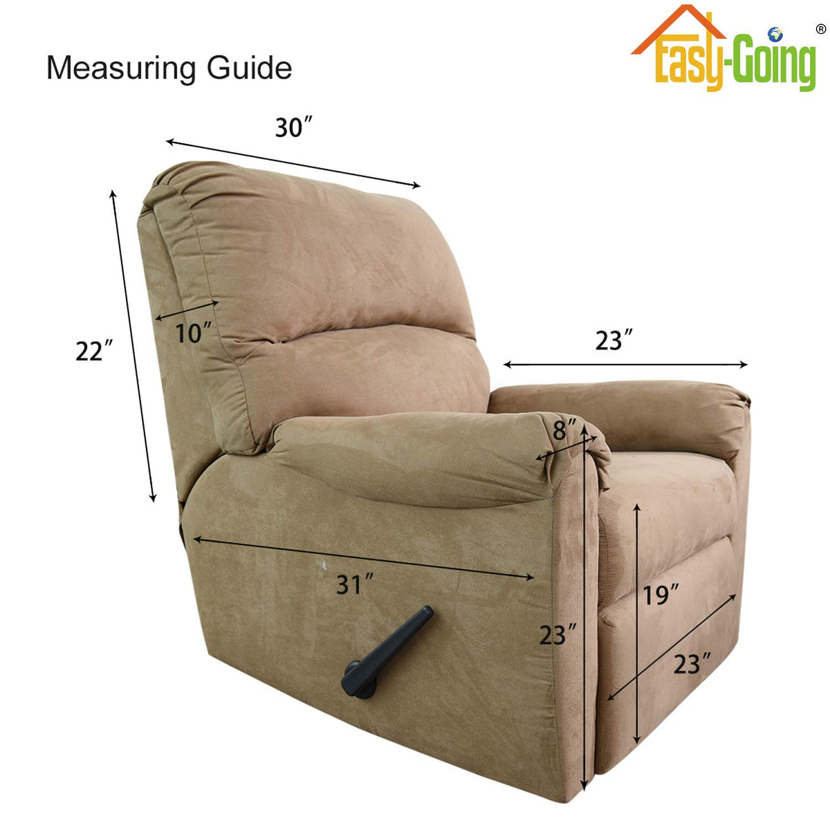 Easy-Going recliner slipcover with measurement guide helps choose the right size