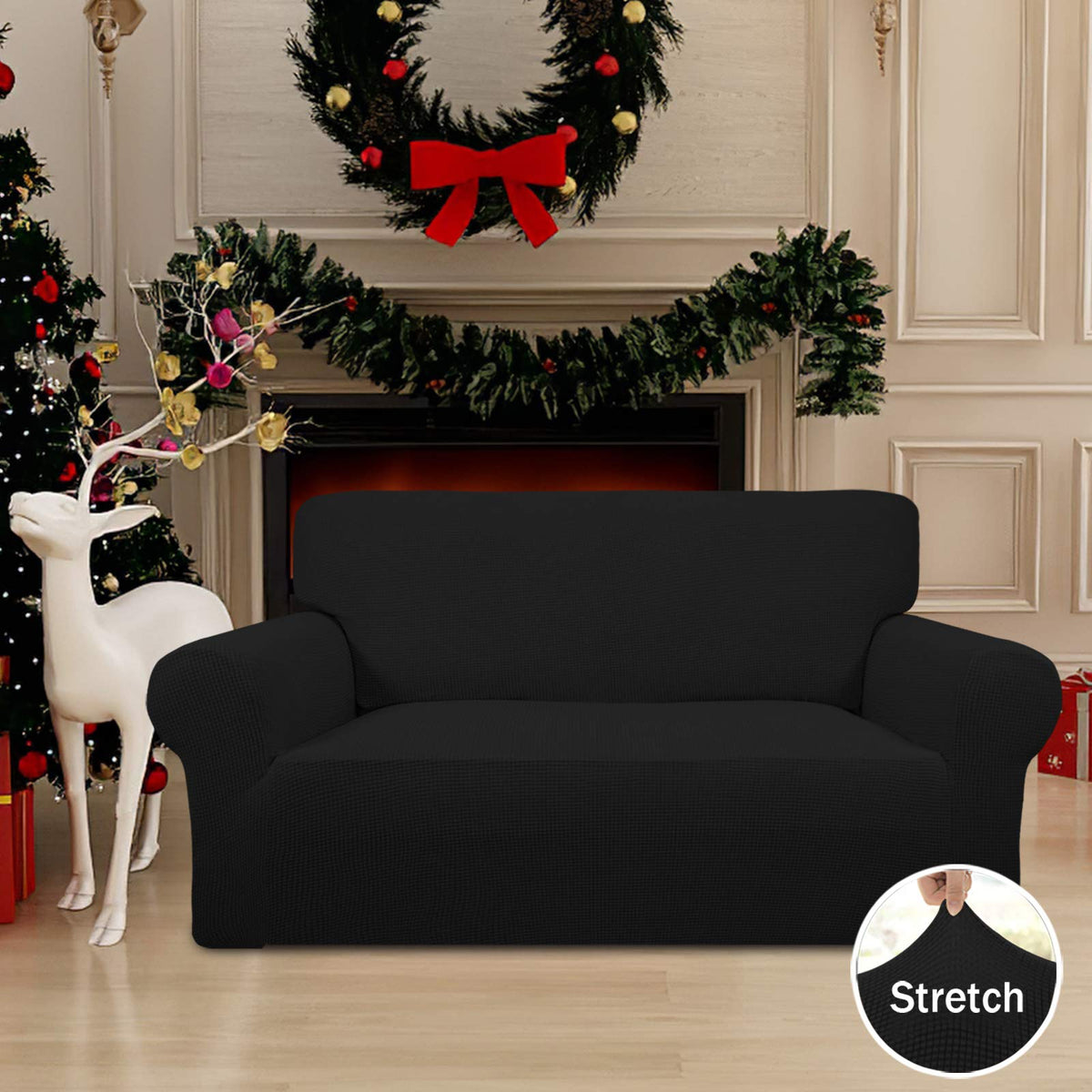 Easy-Going slipcover with elastic bottom shows secure fit and quick finish.