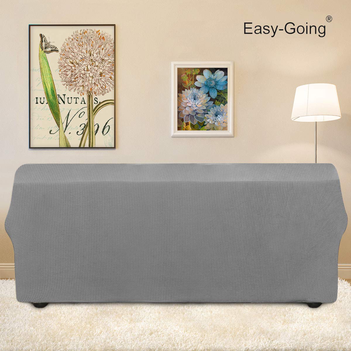 Easy-Going slipcover with non-slip foam anchors stays put.