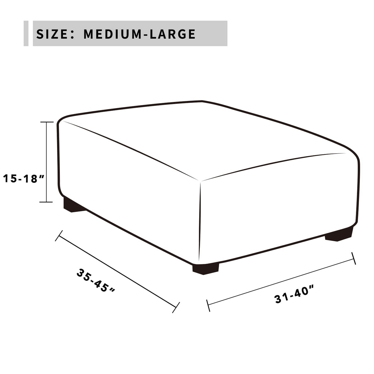 Easy-Going square ottoman cover demonstrates compact, space-saving setup.